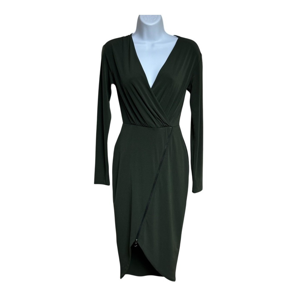 Rachel Roy Olive Green Long Sleeve Wrap Dress‎ Cocktail Party XS NWOT